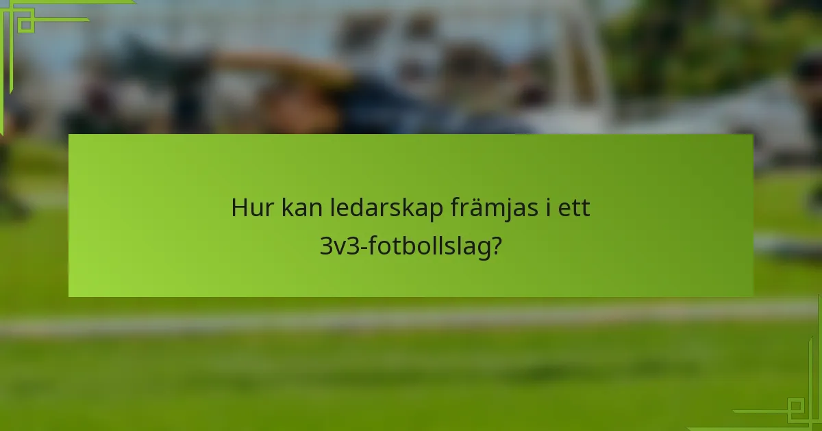 Hur kan ledarskap främjas i ett 3v3-fotbollslag?